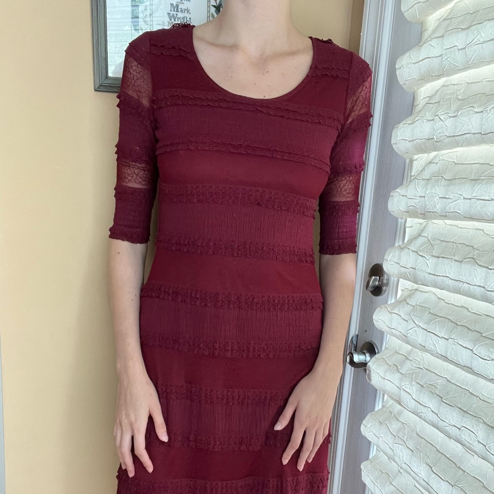 Elegant Burgundy Lace Dress